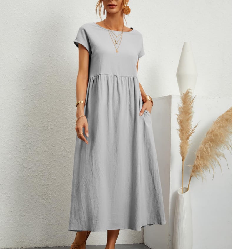 ⏰Last Day Sale 49% Off💃Solid Color Sleeveless Loose Cotton and Linen Pocket Dress