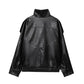 ⚡Faux Leather Stand Collar Oversized Moto Jacket