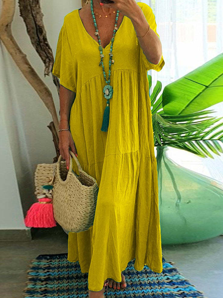 🌺Hot Sale 50% OFF⏳Women’s Casual Long Dress with Short Sleeves