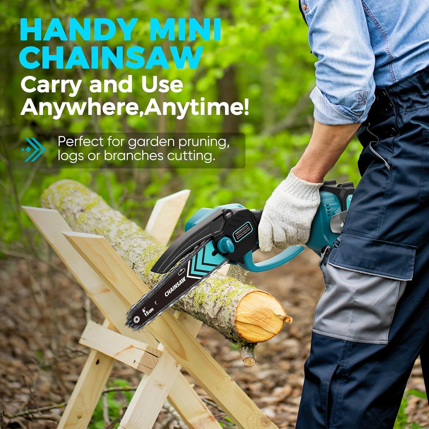 ⚡50% OFF NOW ! 🌳6-inch Cordless Mini Chainsaw with 2 Batteries🌲