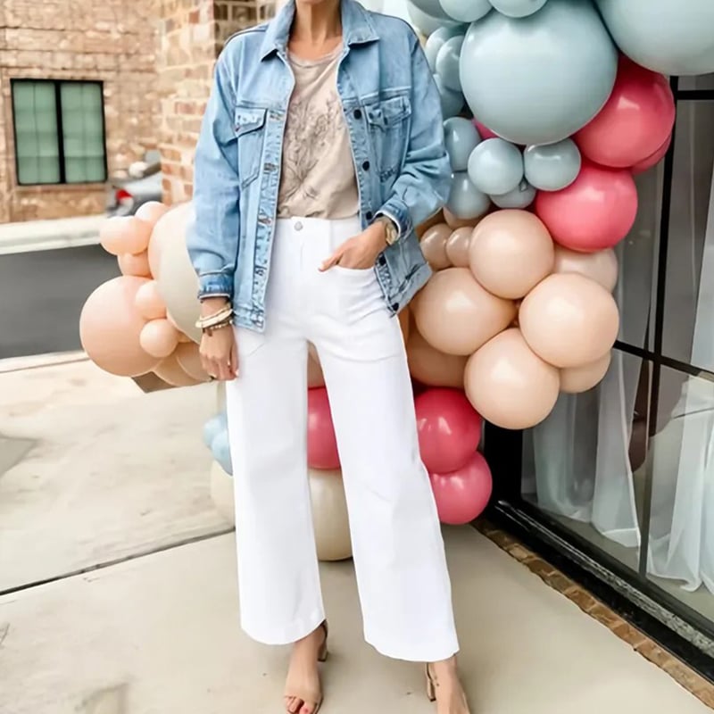 👖Stretch Twill Cropped Wide Leg Pants