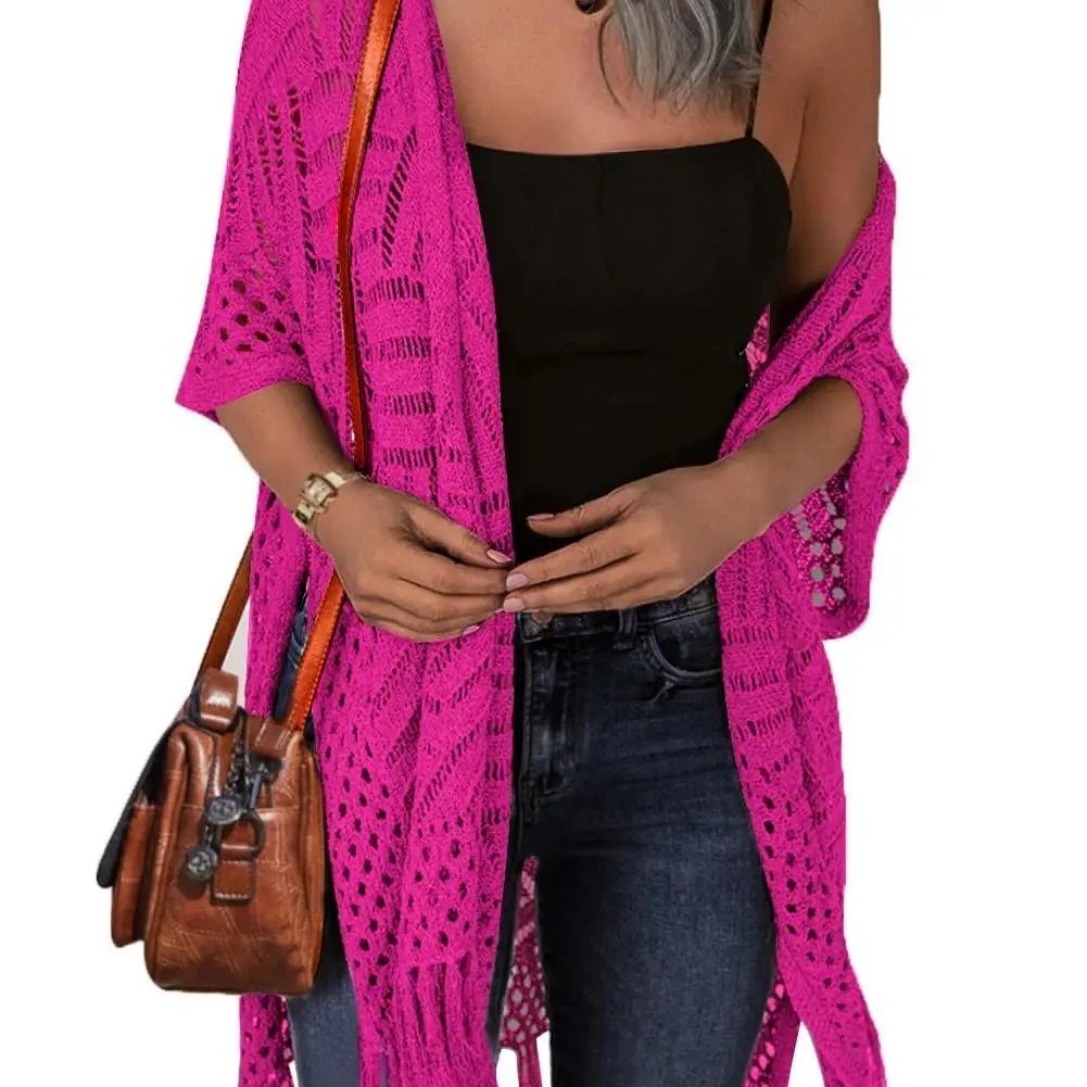 🔥Special Price:£15.99!!😍Women’s Oversized Knit Cardigan – Lightweight Crochet Tassel Kimono for Spring & Summer 🌸