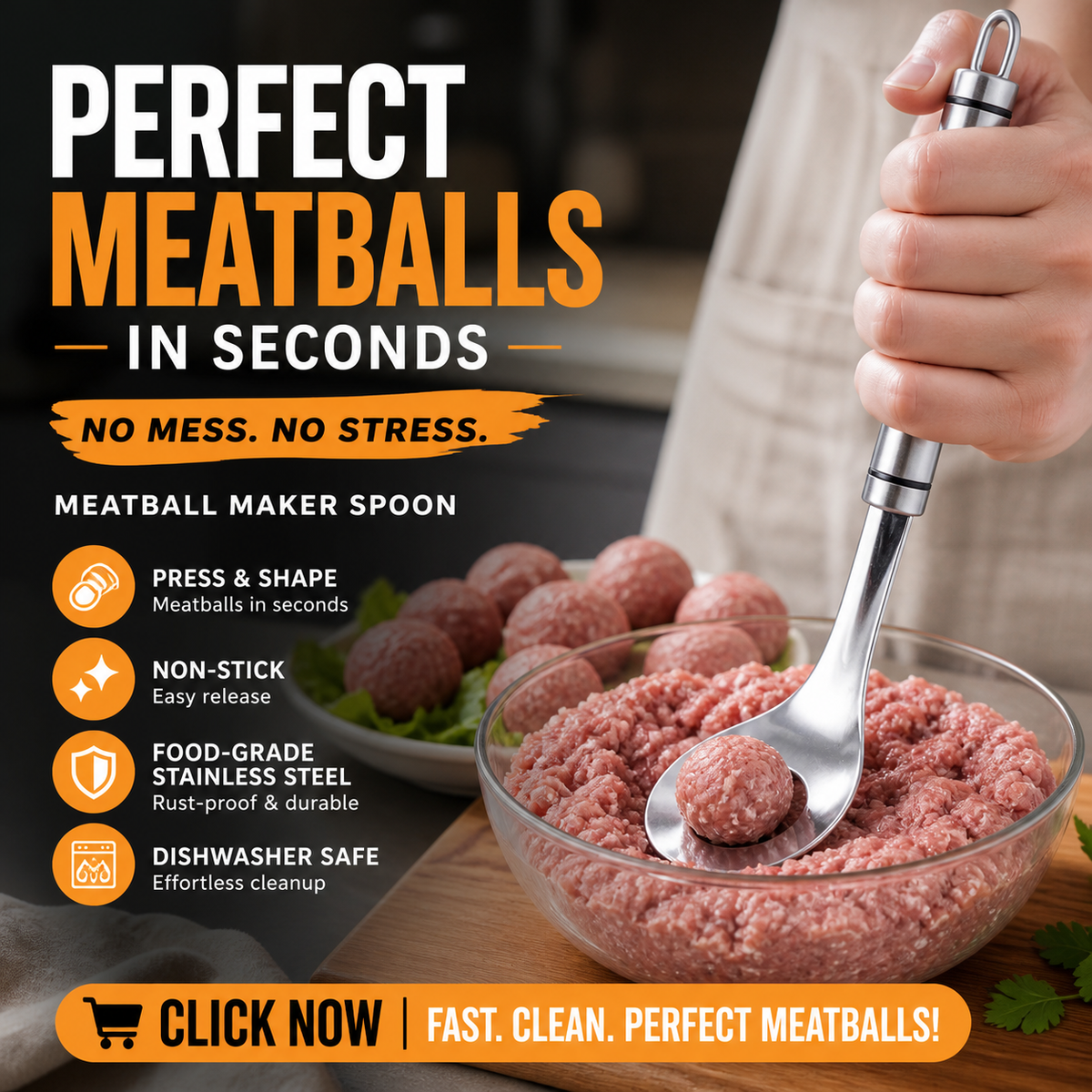 🎁LIMITED-TIME 50% OFF🍳304 stainless steel Meatball Spoon — Press, Shape, Release