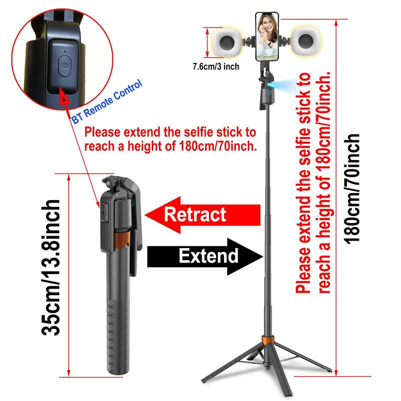 📸50% OFF NOW! 180cm Smart Face-Tracking PTZ Selfie Stick – 360° Auto Follow Phone Tripod with Fill Light, 4-Axis Anti-Shake for Live Streaming & Video Shooting