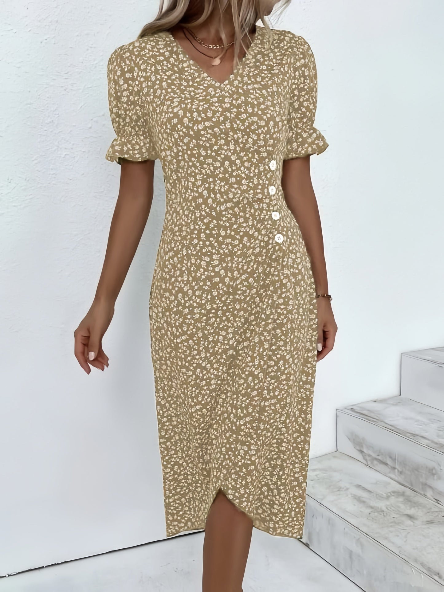 🌷49% OFF🍃Women's floral v-neck printed dress