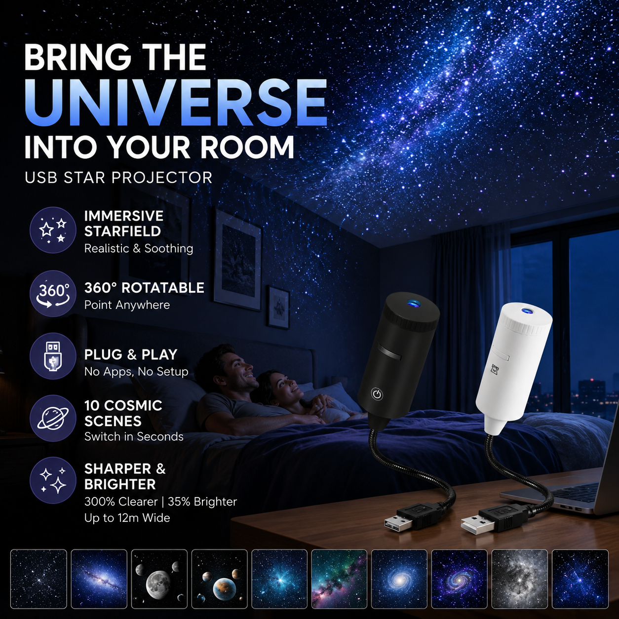 🥳2026 HOT SALE🥳💞50K+ SOLD!🌠🎆 50% OFF! Plug‑and‑Play HD Star Projector – 50,000+ happy users, 300% sharper stars. 360° adjustable, 10 cosmic slides. Transform your ceiling into a galaxy! 🚀🌌