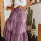 Women's High Waisted Tiered A-Line Denim Maxi Skirt