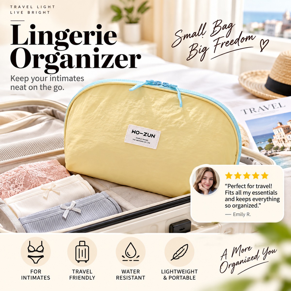 🧳💕 Portable Underwear Travel Organizer – Separate Storage for Bras, Panties & Socks