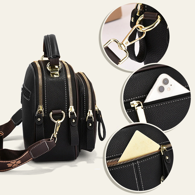 🎉Limited Time 50% 0FF🎁Classic Multifunctional Compartments Adjustable Wide Shoulder Strap PU Leather Crossbody Bag