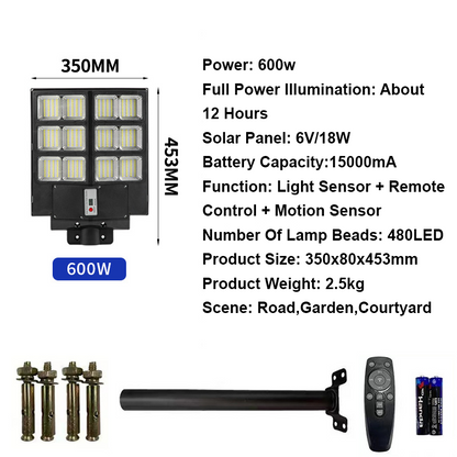 Smart Solcellsdriven Gatulampa - Rörelsesensor, Fjärrkontroll