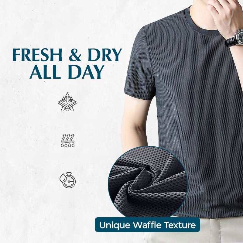 Breathable Solid Color Short Sleeve Waffle T-Shirt