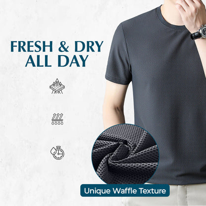 Breathable Solid Color Short Sleeve Waffle T-Shirt