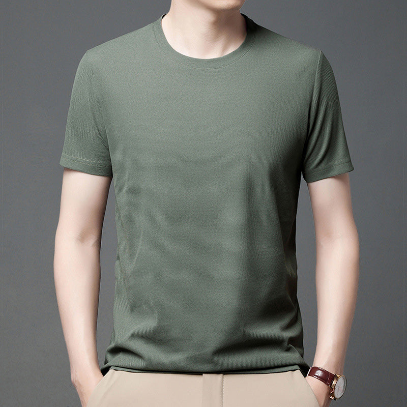 Breathable Solid Color Short Sleeve Waffle T-Shirt