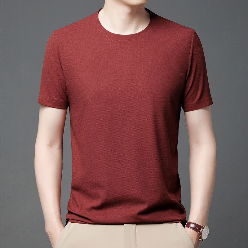 Breathable Solid Color Short Sleeve Waffle T-Shirt