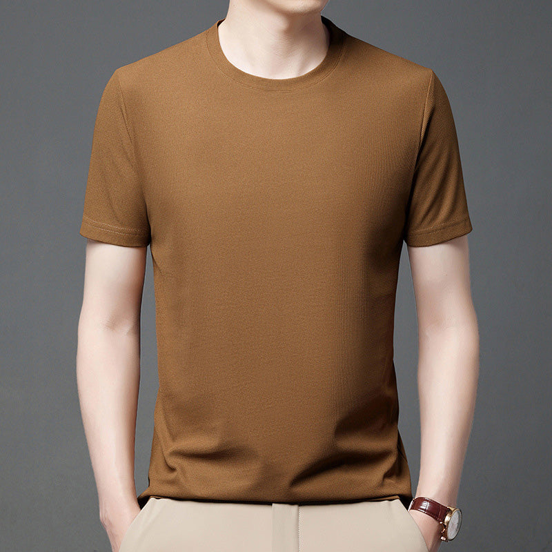 Breathable Solid Color Short Sleeve Waffle T-Shirt