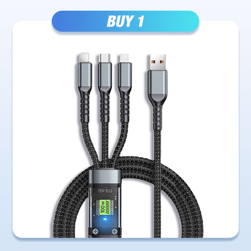 💥🎅Early Xmas Sales - 50% OFF🔥Transparent Luminous 3-in-1 Super Fast Charging Cable