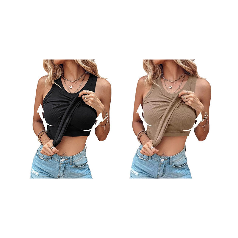 💖Last Day Special Price ￡12.99!!💖Ribbed Stretchy Tank Top with Shelf Bra