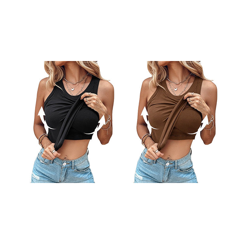 💖Last Day Special Price ￡12.99!!💖Ribbed Stretchy Tank Top with Shelf Bra