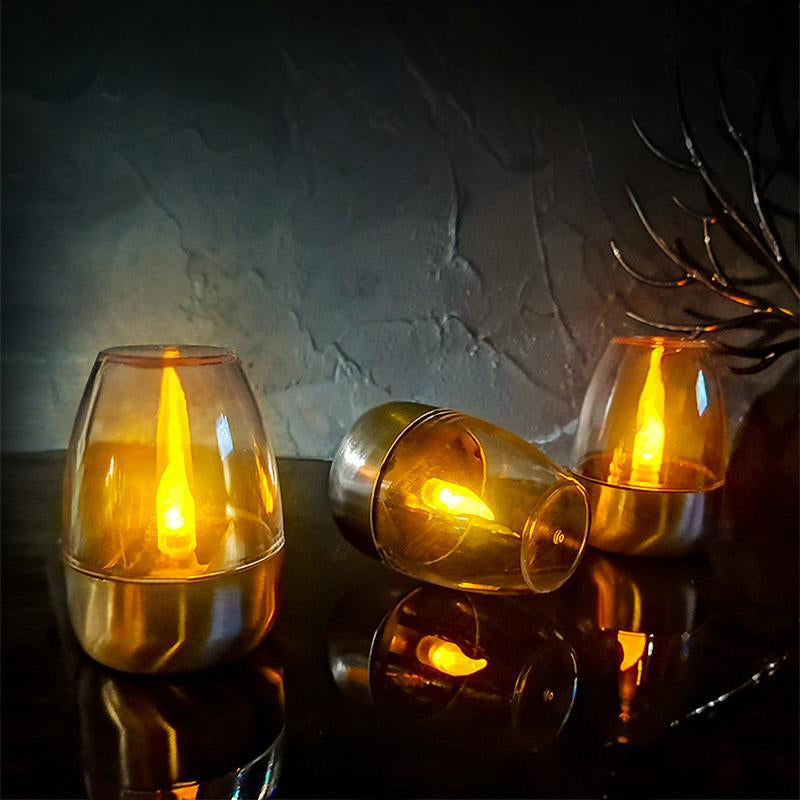 6Pack Solar Power Tea Lights Outdoor Flameless Flicker IP65 Waterproof Table Lamp LED Candles with Dusk to Dawn Sensor for Lantern Garden Camping Party Home Decorations Warm Color