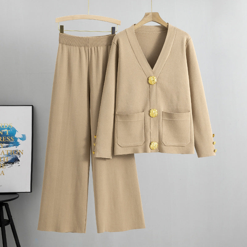 🔥Gold Button Soft Knit Trouser Co-Ord