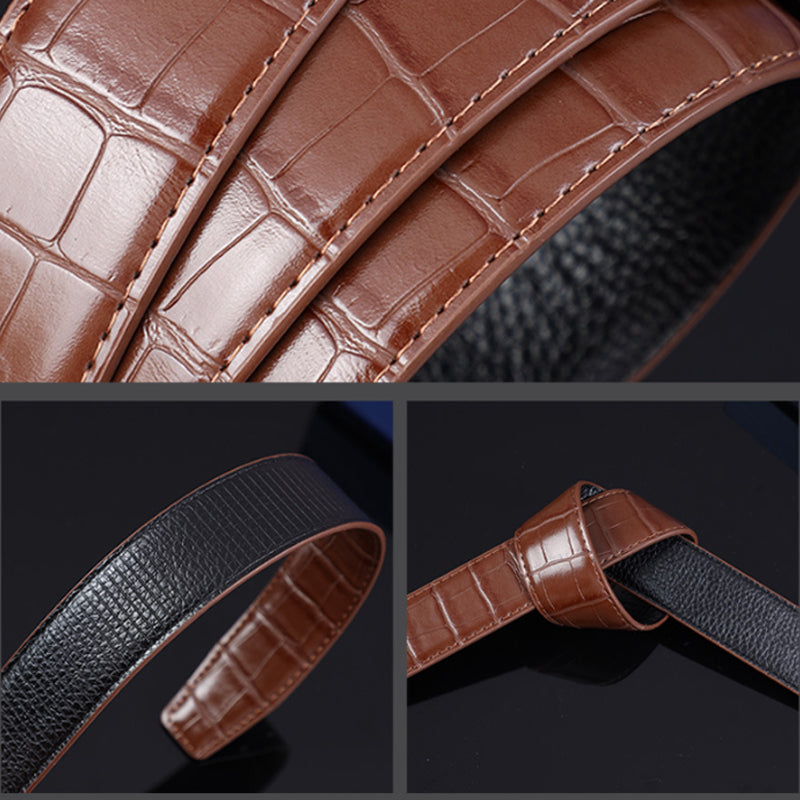 Men's PU Leather Business Belt with Automatic Buckle