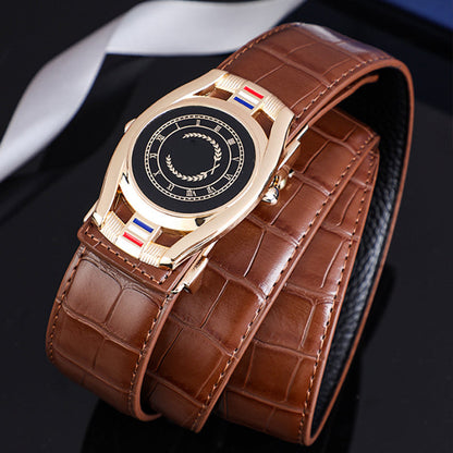 Men's PU Leather Business Belt with Automatic Buckle