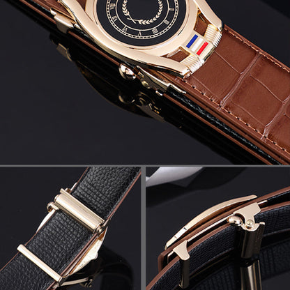 Men's PU Leather Business Belt with Automatic Buckle