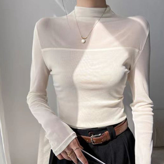 Women’s Mock-Neck Mesh Top