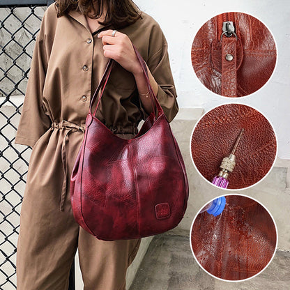 Women's Soft Leather Retro Large Capacity Shoulder Bag👜💝