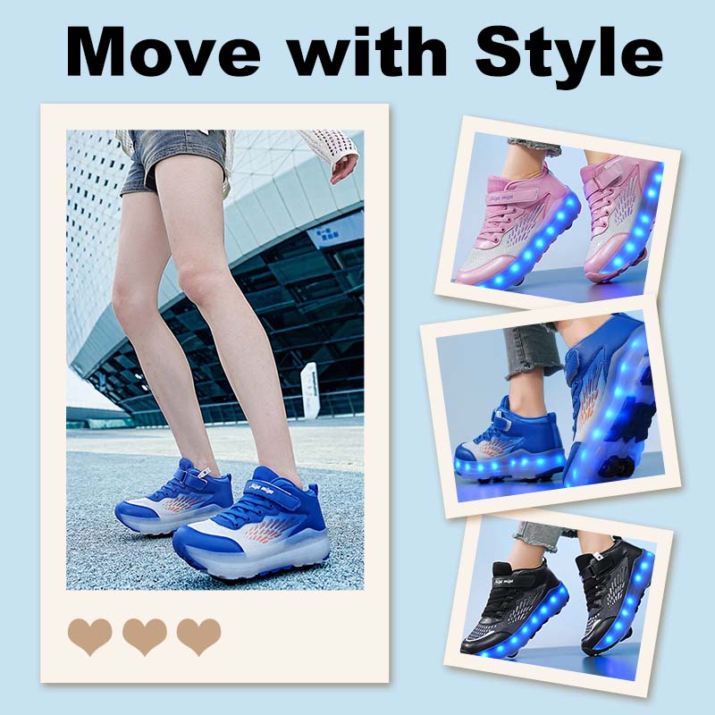 LED Light-Up Roller Shoes with Detachable Wheels