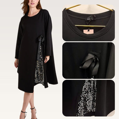 Women's Sparkly Sequin Long-Sleeve Dress with Slit