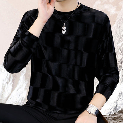 Men's Round Neck Wave Print Long Sleeve Top