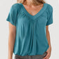 🎁LAST DAY SALE £10.99🔥Summer Hot Sale 50% OFF⏳Women's Casual Pleated V-Neck Short-Sleeve Top