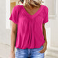🎁LAST DAY SALE £10.99🔥Summer Hot Sale 50% OFF⏳Women's Casual Pleated V-Neck Short-Sleeve Top