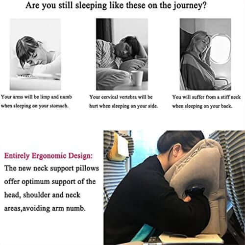✈️ LIMITED-TIME 50% OFF! 💨 Inflatable Travel Pillow | 360° Support – Soft Flocking, Quick Inflate, Compact ✨