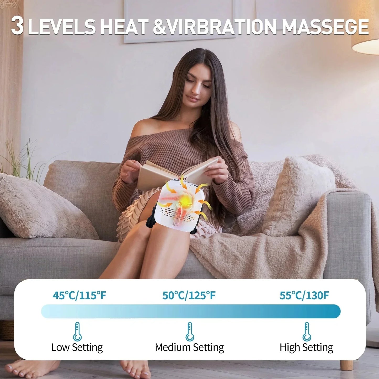 💝Xmas Sale 60% OFF—Cordless Knee Massager with Heat & Vibration, LED Display