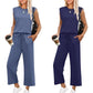 🔥LAST DAY SALE ONLY ￡17.99!!👚Women's  Sleeveless Top & Wide-Leg Pants 2-Piece Set
