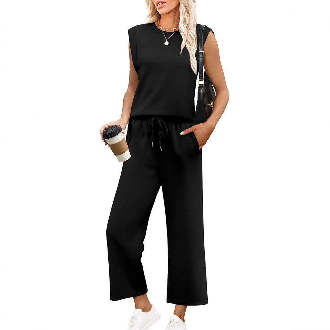 🔥LAST DAY SALE ONLY ￡17.99!!👚Women's  Sleeveless Top & Wide-Leg Pants 2-Piece Set