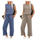 🔥LAST DAY SALE ONLY ￡17.99!!👚Women's  Sleeveless Top & Wide-Leg Pants 2-Piece Set
