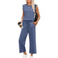 🔥LAST DAY SALE ONLY ￡17.99!!👚Women's  Sleeveless Top & Wide-Leg Pants 2-Piece Set
