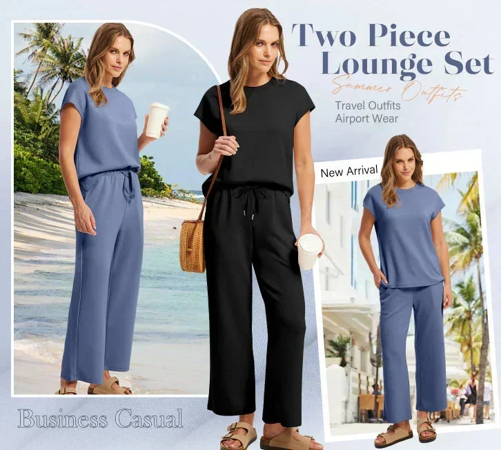 🔥LAST DAY SALE ONLY ￡17.99!!👚Women's  Sleeveless Top & Wide-Leg Pants 2-Piece Set