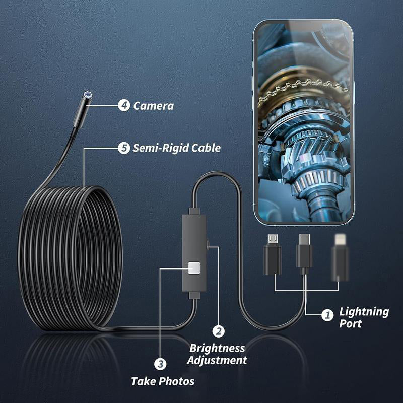 📱🔍 50% OFF! Waterproof HD Endoscope Camera – 200W HD, 8mm probe. Type-C/Micro/Lightning – plug & play with 99% phones. Ideal for tight spaces! 🔌✨