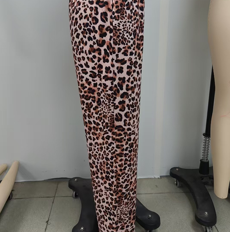 ✨New Style🔥Women's Leopard Print Tie Front Pocket Straight-leg Wide-leg Pants🐆