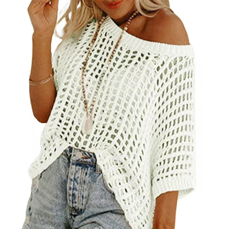 ⏳Time-Limited Special 50% Off⏰Womens Casual Short Sleeve Hollow Out Pullover Knit Tops