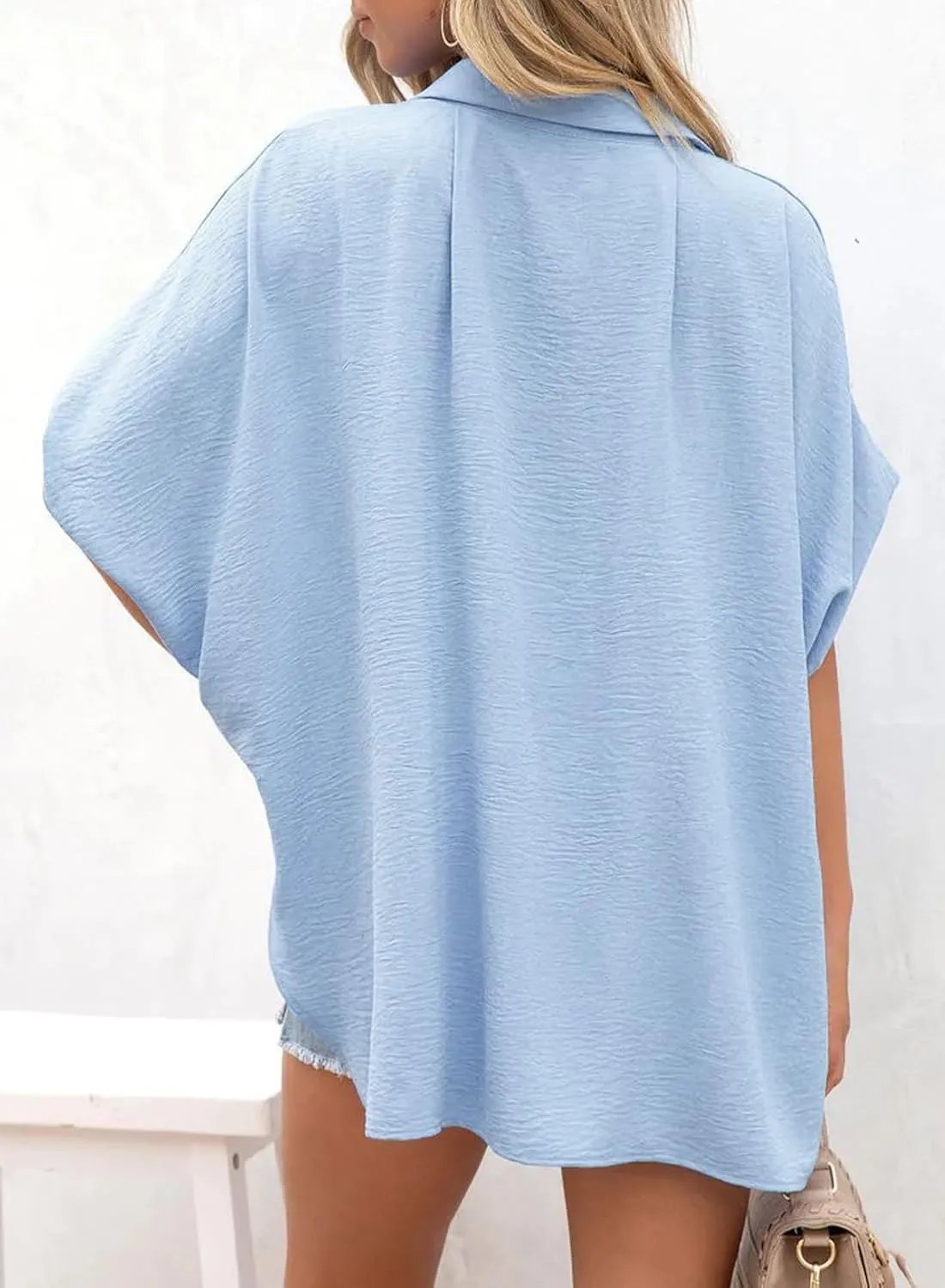🔥Hot Sale 49% Off💥🎁Women's Loose Fit Casual Button Short Sleeve Shirt Tops