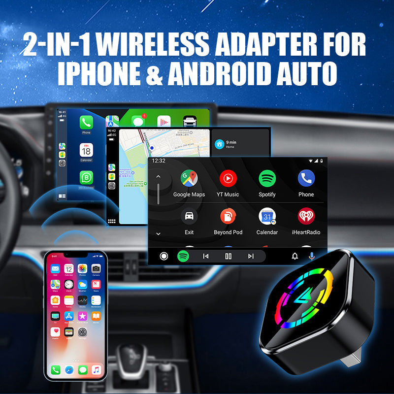 🔥2025 Hot Sale 50% Off🔥2-in-1 Draadloze Adapter voor iPhone & Android Auto