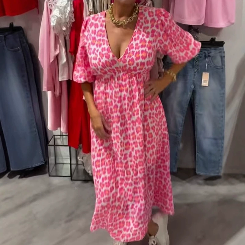 🏖️Summer Hot Sale 60% OFF!!🎀Women's V-Neck Printed Dress
