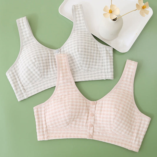 Soft Stretch Plaid Front Closure Bra