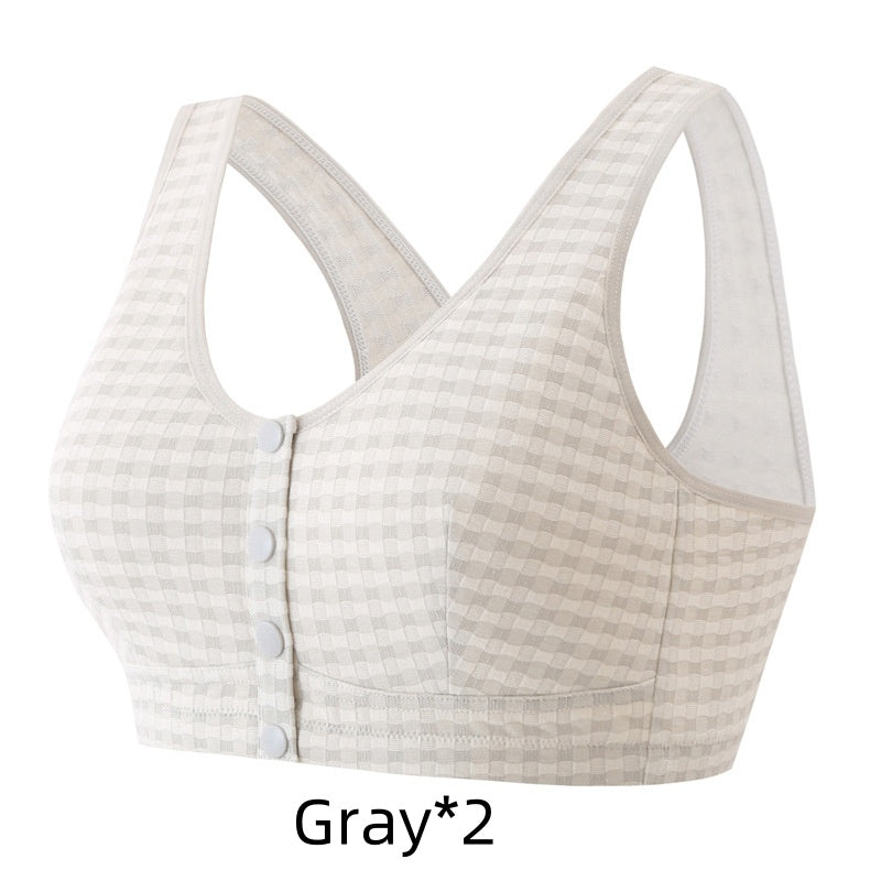 Soft Stretch Plaid Front Closure Bra