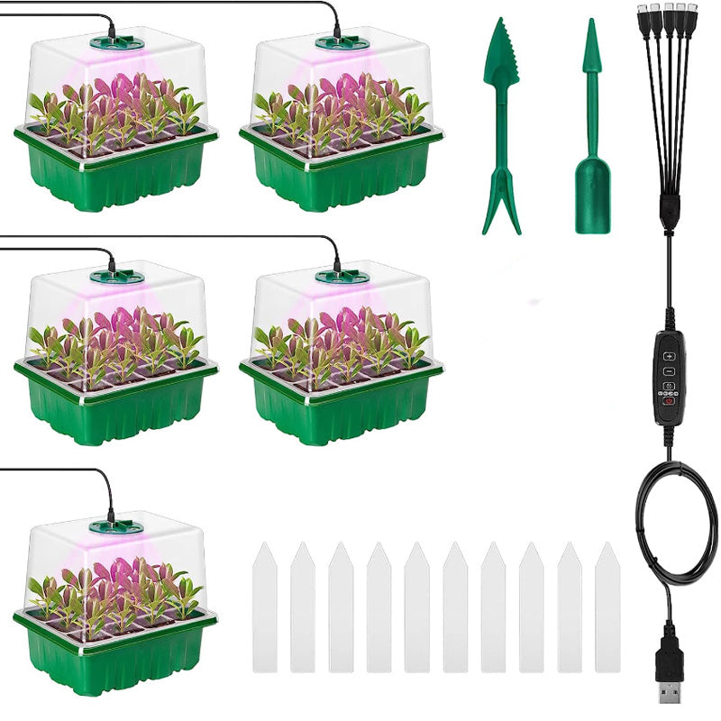 💎60% OFF! 💎 Germination Trays with Grow Light – Humidity Control, Transparent & Full-Spectrum Light 🌱💡